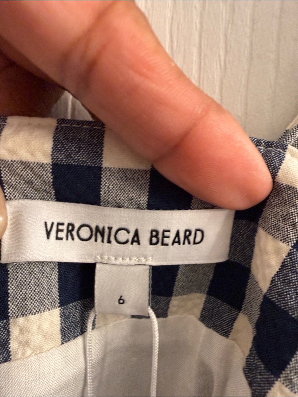 NWT! Veronica Beard Aila Gingham Square-Neck Midi Dress in Navy and White - Picture 10 of 12